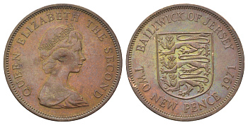 Джерси 2 новых пенса 1971 Елизавета II (1952-2022) KM 31 бронза 4666-723