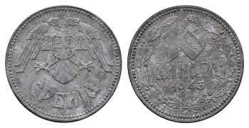 Сербия 10 динаров 1943 год-тип KM 33 цинк 4698-1244