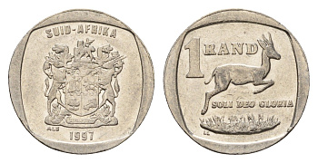 ЮАР 1 ранд 1997 KM 164 медь плакированная никелем 4682-751