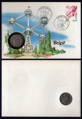 Бельгия 10 франков 1969 Belgique, Бодуэн I (1951-1993), в красочном конверте с маркой первого дня гашения (КПД - Конверт первого дня Гашения) KM 155 никель UNC 9-1-01-65