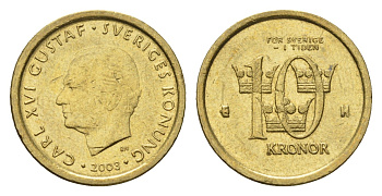 Швеция 10 крон 2003 Карл XVI Густав (1973-) KM 895 нордик 4642-615