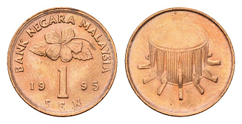 Малайзия 1 сен 1995 KM 49 сталь плакированная бронзой UNC 4614-669