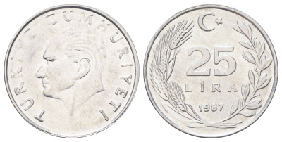 Турция 25 лир 1987 Кемаль Ататюрк KM 975 алюминий UNC 4699-1234