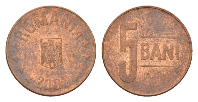 Румыния 5 бань (бани) 2007 KM 190 сталь плакированная медью 4702-124