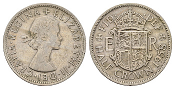 Великобритания 1/2 кроны 1958 Елизавета II (1952-2022) KM 907, Spink 4145 медно-никель 4183-821