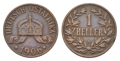 Германская Восточная Африка 1 геллер 1906 A KM 7 бронза 4154-152