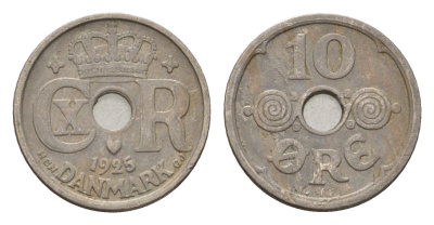 Дания 10 эре 1925 NCH, Кристиан X (1912-1947) KM 822 медно-никель 4701-927