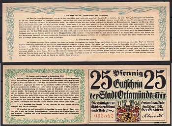 Германия, Орламюнде 25 пфеннигов 1921 Нотгельд бумага 7556-2-2-1