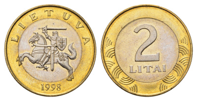 Литва 2 лита 1998 KM 112 биметалл UNC 4686-1246