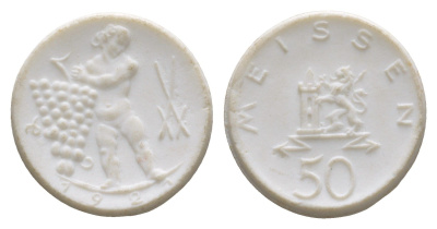 Майсен 50 пфеннигов 1921 Men05 16521.8, Scheuch 171a, Men18 20725.8 фарфор 1094-10-45