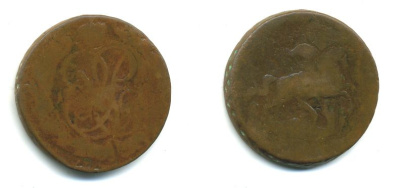 РОССИЯ 1 КОПЕЙКА 1759 медь 61-531