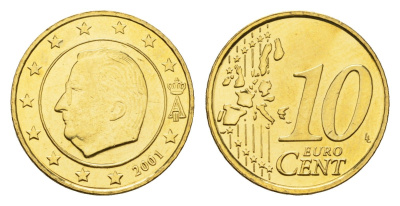 Бельгия 10 евроцентов 2001 Альберт II (1993-2013) KM 227 нордик UNC 4685-218