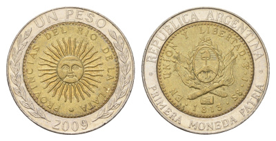Аргентина 1 песо 2009 KM 112 биметалл 4571-452