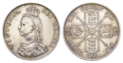 Великобритания 2 шиллинга (флорин) 1887 Виктория (1837-1901) KM 762, Spink 3925 серебро 413-3212