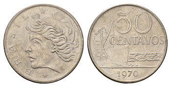 Бразилия 50 сентаво 1970 KM 580a медно-никель 4556-112