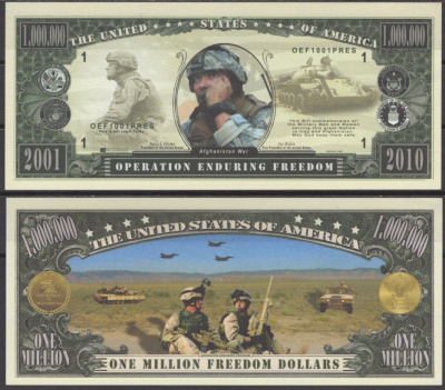 США 1000000 долларов 2010 Операция «Несокрушимая свобода» - 2001 бумага UNC (пресс) 7197-16-1