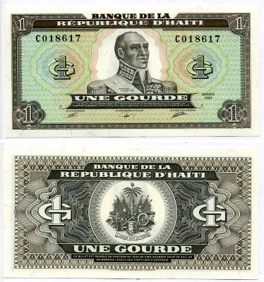 Гаити 1 гурд 1989 Франсуа-Доминик Туссен Овертур (20 мая 1743 - 8 апреля 1803), USBC Pick 253а бумага UNC (пресс) 2197-24-3-2