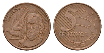 Бразилия 5 сентаво 2003 KM 648 сталь плакированная медью 4686-621