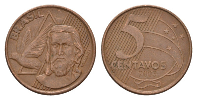 Бразилия 5 сентаво 2003 KM 648 сталь плакированная медью 4686-621