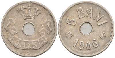 Румыния 5 бани 1906 J, Кароль I (1881-1914) KM 31 медно-никель 63-317