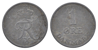 Дания 1 эре 1950 Фредерик IX (1947-1972) KM 839 цинк 4701-626