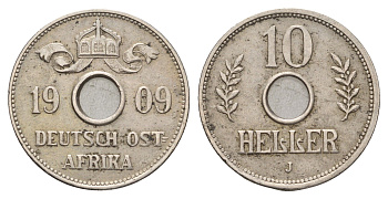 Германская Восточная Африка 10 геллеров 1909 J KM 12 медно-никель 1527-1245