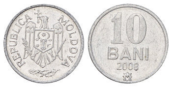 Молдавия (Молдова) 10 бань (бани) 2008 KM 7 алюминий 4682-112