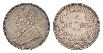 ЮАР 6 пенсов 1892 KM 4 серебро aUNC 00-815-79