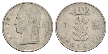 Бельгия 1 франк 1950 Belgie KM 143 медно-никель 4684-768