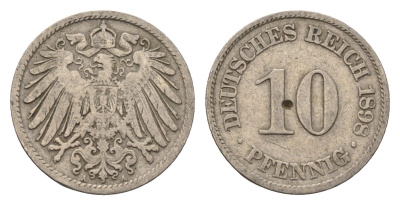 Германия 10 пфеннигов 1898 A KM 12, J. 13 медно-никель 4696-665