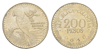 Колумбия 200 песо 2012 KM 297 медь цинк никель UNC 4686-451