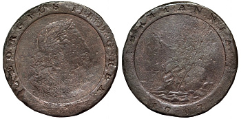 Великобритания 2 пенса 1797 Георг III (1760-1820), большой формат KM 619, Spink 3776 медь 1066-18-22