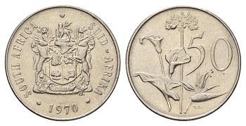 ЮАР 50 центов 1970 Зантедеския Эллиота (калла), герб KM 87 никель 4604-1036
