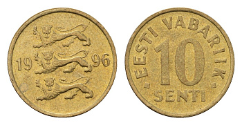 Эстония 10 сентов 1996 KM 22 латунь UNC 4696-147
