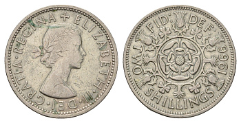 Великобритания 2 шиллинга (флорин) 1966 Елизавета II (1952-2022) KM 906, Spink 4146 медно-никель 4183-631