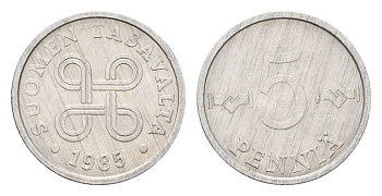 Финляндия 5 пенни 1985 KM 45a алюминий aUNC 4685-1029