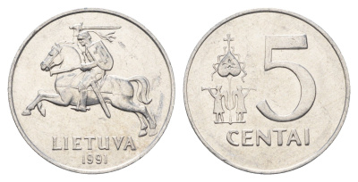 Литва 5 центов (сентов) 1991 год-тип KM 87 алюминий 4688-941