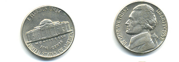 США 5 ЦЕНТОВ 1958 D, ДЖЕФФЕРСОН KM A192 медно-никель 89-436