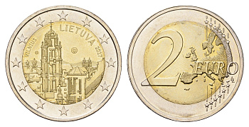 Литва 2 евро 2017 Вильнюс KM 228 биметалл UNC 4695-122
