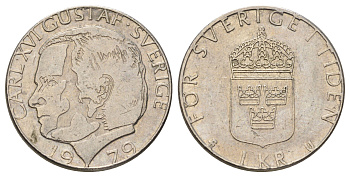 Швеция 1 крона 1979 Карл XVI Густав (1973-) KM 852 медь плакированная медно-никелем 4671-325