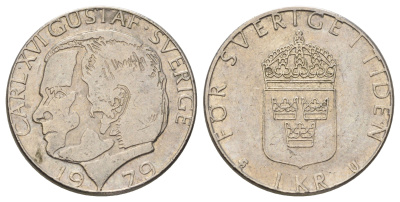 Швеция 1 крона 1979 Карл XVI Густав (1973-) KM 852 медь плакированная медно-никелем 4671-325