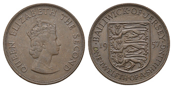 Джерси 1/12 шиллинга 1957 Елизавета II (1952-2022) KM 21 бронза 4178-926