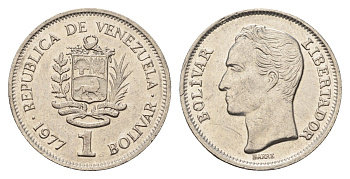 Венесуэла 1 боливар 1977 Y 52 никель 27-311