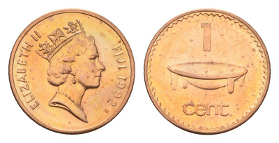 Фиджи 1 цент 1992 KM 49a цинк плакированный медью UNC 4627-827