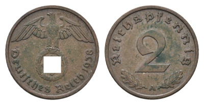 Германия 2 рейхспфеннига 1938 A KM 90, J. 362 бронза 4685-428