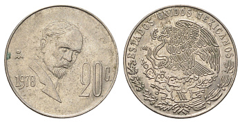 Мексика 20 сентаво 1978 Мо, Игнасио Мадеро KM 442 медно-никель 4580-1151