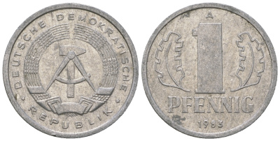 ГДР 1 пфенниг 1983 А KM 8.2 алюминий 4623-452