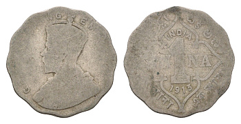 Британская Индия 1 анна 1913 Георг V (1910-1936) KM 513 медно-никель 4576-813