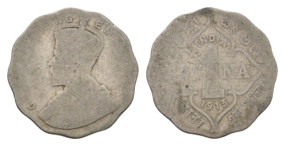 Британская Индия 1 анна 1913 Георг V (1910-1936) KM 513 медно-никель 4576-813