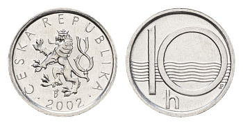 Чехия 10 геллеров 2002 KM 6 алюминий UNC 4158-411